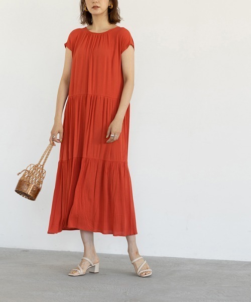 GeeRA(ジーラ)の「楊柳素材ティアードワンピース(ワンピース・レディース・ネイビー/ブルー/オレンジ・LARGE/MEDIUM/X-LARGE)」の12枚目の写真