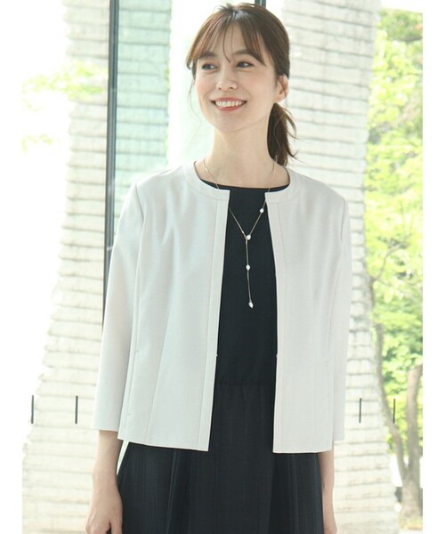 未使用☆リフレクト【UVカット】【接触冷感】ノーカラーブラウスジャケット Reflect（リフレクト）の「◇【UVカット/接触冷感/洗える】ブラウス