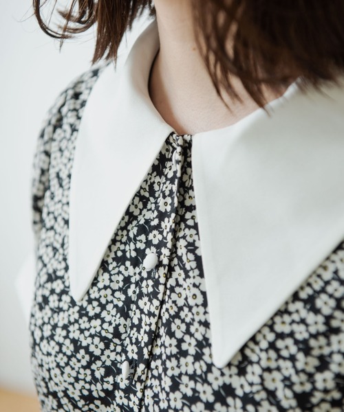 idem（イデム）の「flower retro onepiece/レトロ花柄ワンピース（ワンピース・レディース・ブラック/ブルー・FREE）」の13枚目の写真