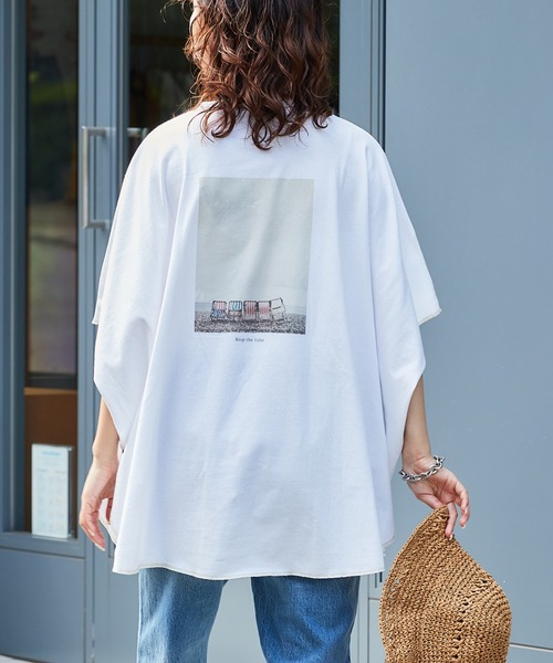CIAOPANIC TYPY（チャオパニックティピー）の「バックフォトポンチョTee（Tシャツ/カットソー・レディース・ブラック/ホワイト/グレー系その他/オフホワイト/チャコールグレー・ONE SIZE）」の9枚目の写真