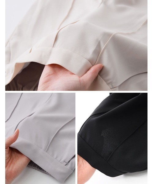 Re:EDIT（リエディ）の「[低身長/高身長/大きいサイズ有][洗濯機で洗える]ジョーゼットピンタックスリットジョガーパンツ（その他パンツ・レディース・ブルー/オレンジ/グレー/ブラック/アイボリー/モカ・LARGE/MEDIUM/SMALL/TALL/SHORT/X-LARGE）」の12枚目の写真