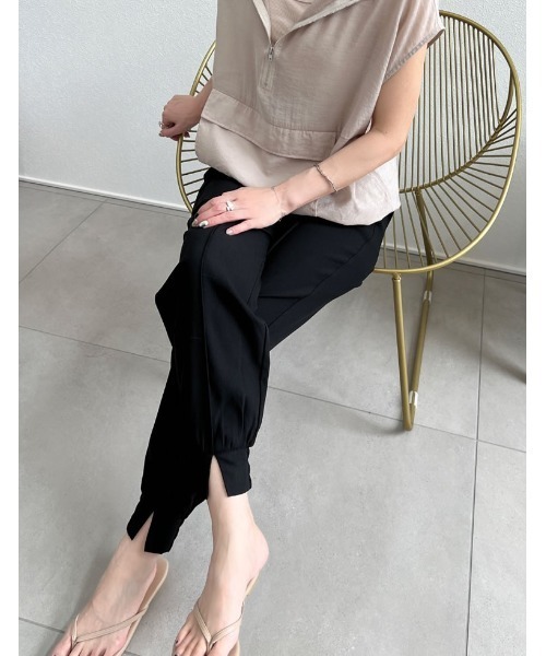 Re:EDIT（リエディ）の「[低身長/高身長/大きいサイズ有][洗濯機で洗える]ジョーゼットピンタックスリットジョガーパンツ（その他パンツ・レディース・ブルー/オレンジ/グレー/ブラック/アイボリー/モカ・LARGE/MEDIUM/SMALL/TALL/SHORT/X-LARGE）」の17枚目の写真