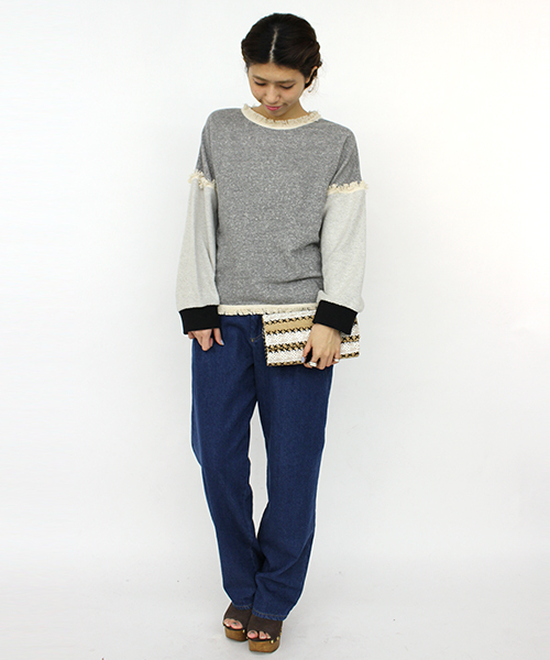 mystic（ミスティック）の「裏毛フリンジプルオーバー（Tシャツ/カットソー・レディース・グレー/ボルドー/ブラック・ﾌﾘ-）」の11枚目の写真