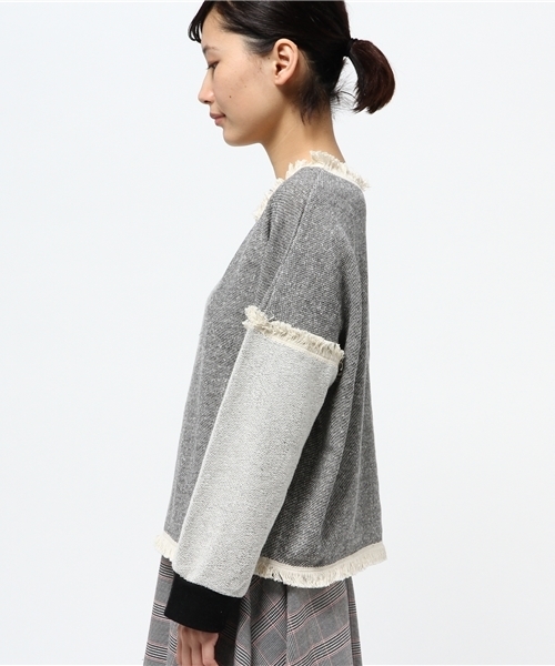 mystic（ミスティック）の「裏毛フリンジプルオーバー（Tシャツ/カットソー・レディース・グレー/ボルドー/ブラック・ﾌﾘ-）」の4枚目の写真