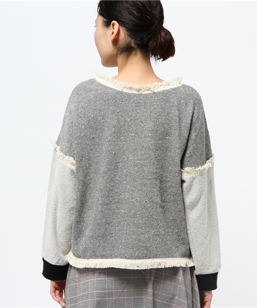 mystic（ミスティック）の「裏毛フリンジプルオーバー（Tシャツ/カットソー・レディース・グレー/ボルドー/ブラック・ﾌﾘ-）」の5枚目の写真