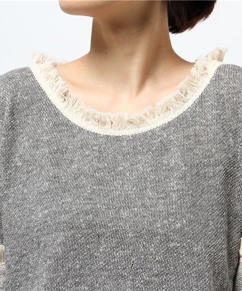 mystic（ミスティック）の「裏毛フリンジプルオーバー（Tシャツ/カットソー・レディース・グレー/ボルドー/ブラック・ﾌﾘ-）」の6枚目の写真
