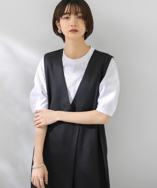 KBF（ケイビーエフ）の「カーブスリーブTシャツ（Tシャツ/カットソー・レディース・ブラック/ブラウン/オフホワイト/ラベンダー・ONE）」の2枚目の写真