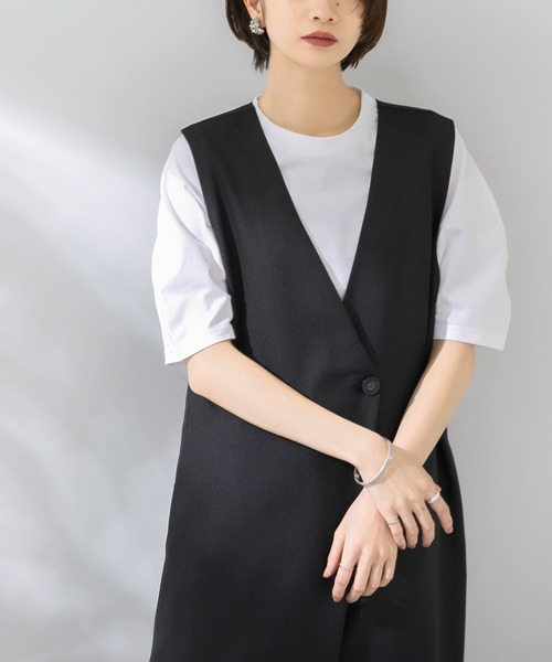 KBF（ケイビーエフ）の「カーブスリーブTシャツ（Tシャツ/カットソー・レディース・ブラック/ブラウン/オフホワイト/ラベンダー・ONE）」の5枚目の写真