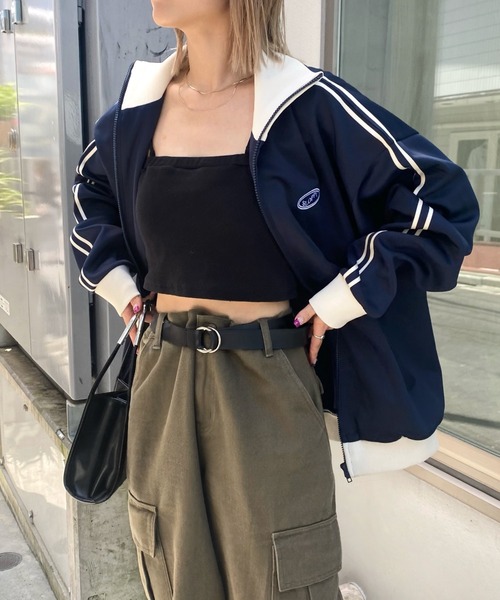 WHO'S WHO gallery(フーズフーギャラリー)の「【SLOPPY/スロッピー】トラックジャケット(ジャージ・レディース・ブラック/ネイビー/アイボリー/ホワイト系/ブラック系・FREE/SMALL)」の7枚目の写真