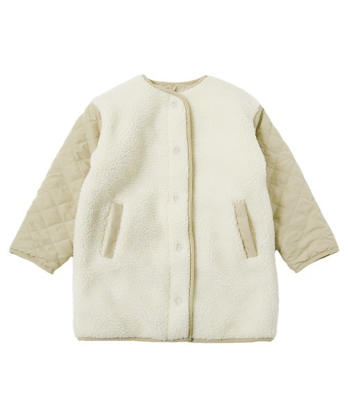 devirock（デビロック）の「洗える キルティングボア ノーカラー リバーシブルロングコート（ノーカラーコート・キッズ・ベージュ/ライトカーキ/チャコール・110cm/100cm/120cm/130cm/140cm/150cm/160cm）」の17枚目の写真