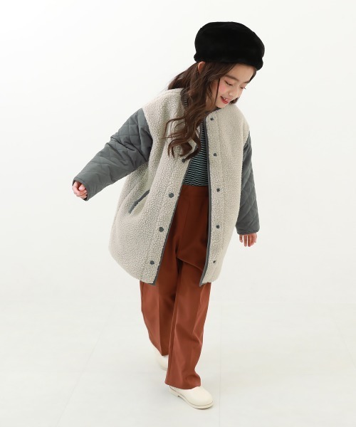 devirock（デビロック）の「洗える キルティングボア ノーカラー リバーシブルロングコート（ノーカラーコート・キッズ・ベージュ/ライトカーキ/チャコール・110cm/100cm/120cm/130cm/140cm/150cm/160cm）」の21枚目の写真