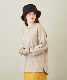 CUBE SUGAR（キューブシュガー）の「無地天竺カットソー長袖クルーネックロングTシャツ（Tシャツ/カットソー）」