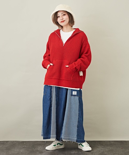 CUBE SUGAR（キューブシュガー）の「無地天竺カットソー長袖クルーネックロングTシャツ（Tシャツ/カットソー・レディース・ホワイト/チャコールグレー/パープル/グレイッシュベージュ・M）」の12枚目の写真