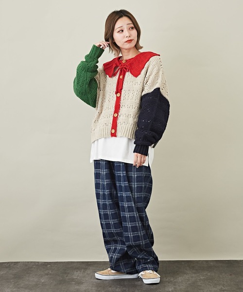 CUBE SUGAR（キューブシュガー）の「無地天竺カットソー長袖クルーネックロングTシャツ（Tシャツ/カットソー・レディース・ホワイト/チャコールグレー/パープル/グレイッシュベージュ・M）」の13枚目の写真