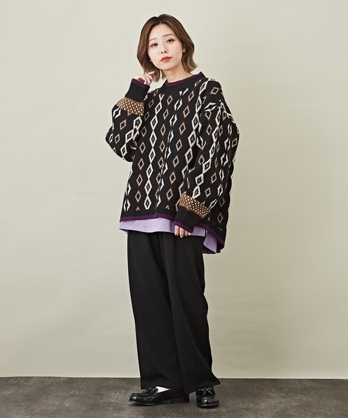 CUBE SUGAR（キューブシュガー）の「無地天竺カットソー長袖クルーネックロングTシャツ（Tシャツ/カットソー・レディース・ホワイト/チャコールグレー/パープル/グレイッシュベージュ・M）」の22枚目の写真