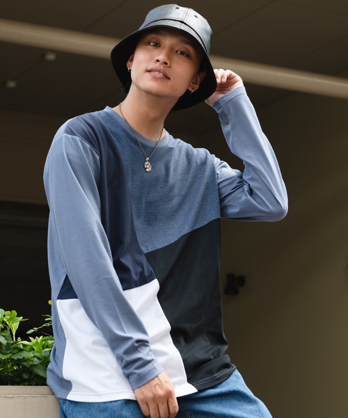 Blue Standard （ブルースタンダード）の「【BLUE STANDARD/ブルースタンダード】ZEROSTAIN ゼロステイン 汗染みの目立ちにくいTシャツ UVカット　撥水性　汚れが付きにくい カラーステッチ 切り替えデザインロンT（Tシャツ/カットソー・メンズ・ホワイト/チャコールグレー/ブラック/オリーブ/その他/ホワイト系その他/ブラック系その他/ダークブルー/ブルー系その他・MEDIUM/LARGE/X-LARGE）」の9枚目の写真