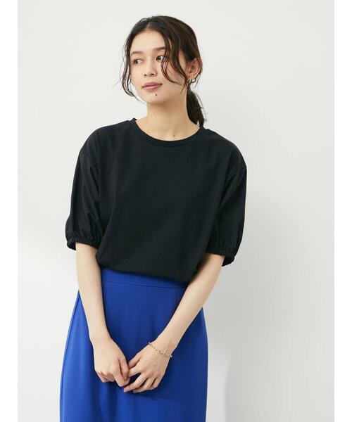 Green　Parks（グリーンパークス）の「・ELENCARE DUE フハクスリーブTシャツ（Tシャツ/カットソー・レディース・ブラック/オフホワイト/ライトベージュ・FREE）」の5枚目の写真