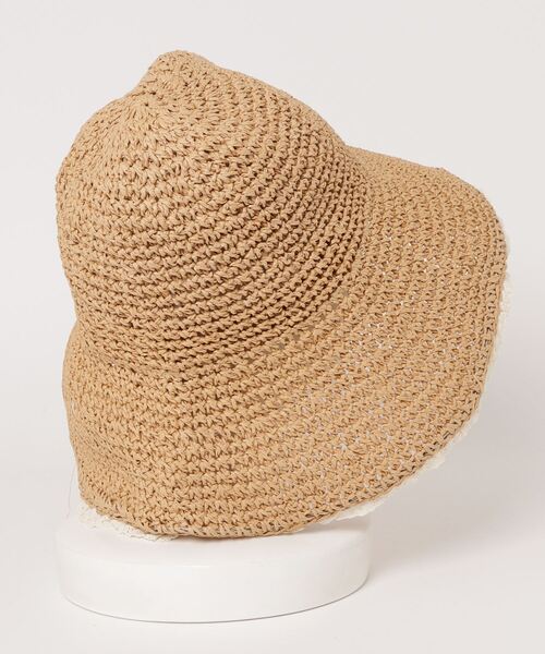 Auntie Rosa(アンティローザ)の「カゴ編みフリルバケットハット(ハット・レディース・ベージュ/オフホワイト・FREE)」の5枚目の写真