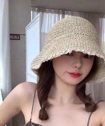 カゴ編みフリルバケットハット