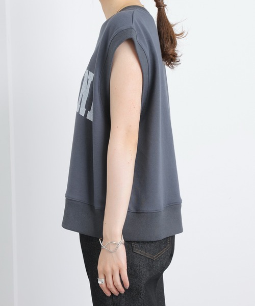 PUAL CE CIN（ピュアルセシン）の「裏毛カレッジロゴベスト（Tシャツ/カットソー・レディース・チャコールグレー/ベージュ・FREE）」の13枚目の写真