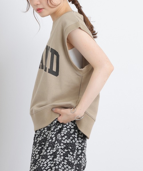 PUAL CE CIN（ピュアルセシン）の「裏毛カレッジロゴベスト（Tシャツ/カットソー・レディース・チャコールグレー/ベージュ・FREE）」の3枚目の写真