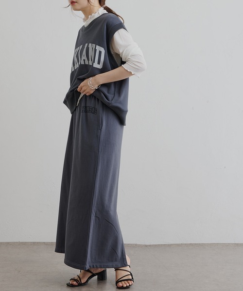 PUAL CE CIN（ピュアルセシン）の「裏毛カレッジロゴベスト（Tシャツ/カットソー・レディース・チャコールグレー/ベージュ・FREE）」の8枚目の写真