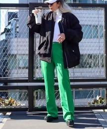 NYLAUS | 別注 カラーポンチ ストレッチフレアパンツ(その他パンツ)