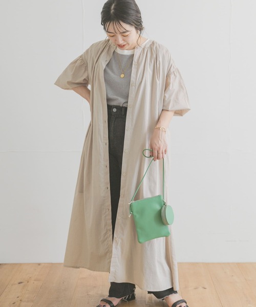 ITEMS URBANRESEARCH（アイテムズ アーバンリサーチ）の「ギャザーシャツワンピース（ワンピース・レディース・ブラウン/ライトブルー/グレー系その他・FREE）」の8枚目の写真