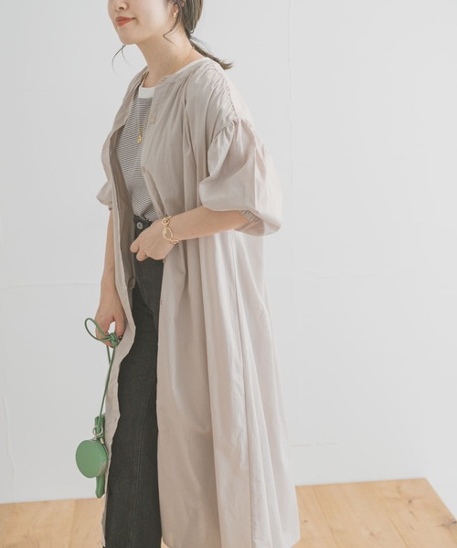 ITEMS URBANRESEARCH（アイテムズ アーバンリサーチ）の「ギャザーシャツワンピース（ワンピース・レディース・ブラウン/ライトブルー/グレー系その他・FREE）」の14枚目の写真