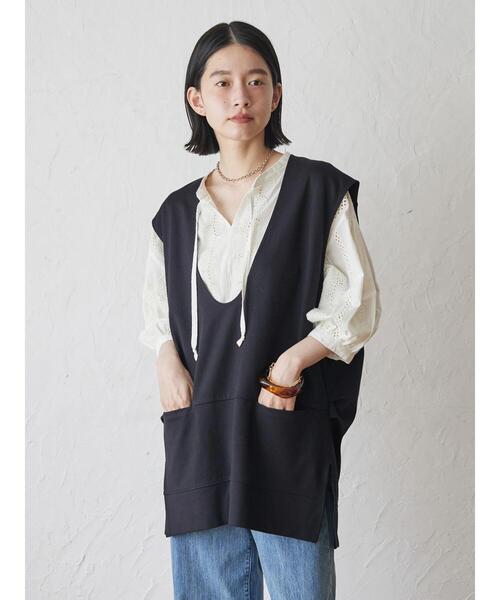 AMERICAN HOLIC（アメリカンホリック）の「ポンチUネックベスト（ベスト・レディース・ブラック/ブラウン・M/L）」の16枚目の写真