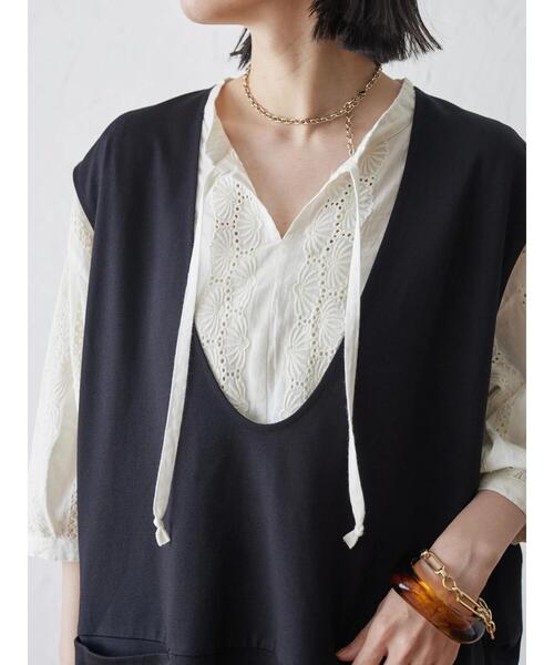 AMERICAN HOLIC（アメリカンホリック）の「ポンチUネックベスト（ベスト・レディース・ブラック/ブラウン・M/L）」の22枚目の写真