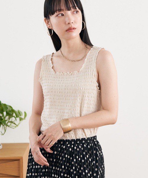 earth music&ecology（アースミュージックアンドエコロジー）の「ジャガードメロータンクトップ（タンクトップ・レディース・ブラック/アイボリー/ミント/ラベンダー・S/M）」の2枚目の写真