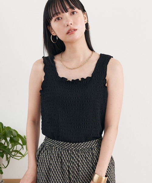 earth music&ecology（アースミュージックアンドエコロジー）の「ジャガードメロータンクトップ（タンクトップ・レディース・ブラック/アイボリー/ミント/ラベンダー・S/M）」の3枚目の写真