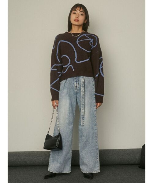 EMODA（エモダ）の「ラインパターンニット（ニット/セーター・レディース・ブラック/ホワイト/ブラウン・FREE）」の21枚目の写真