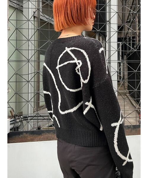 EMODA（エモダ）の「ラインパターンニット（ニット/セーター・レディース・ブラック/ホワイト/ブラウン・FREE）」の10枚目の写真