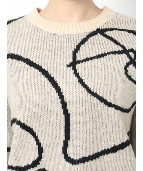 EMODA（エモダ）の「ラインパターンニット（ニット/セーター・レディース・ブラック/ホワイト/ブラウン・FREE）」の6枚目の写真