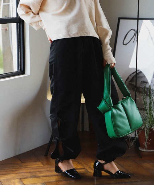 BeAMS DOT（ビームスドット）の「BeAMS DOT / 裾 リボン ドロストパンツ（その他パンツ・レディース・ブラック/ベージュ/パープル・FREE）」の20枚目の写真