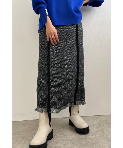 palm RICHE（ポームリシュ）の「ツイードタイトSK（スカート・レディース・ブラック/ネイビー/オフホワイト・M）」の3枚目の写真