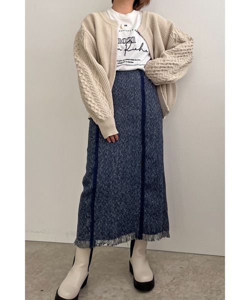 palm RICHE（ポームリシュ）の「ツイードタイトSK（スカート・レディース・ブラック/ネイビー/オフホワイト・M）」の22枚目の写真