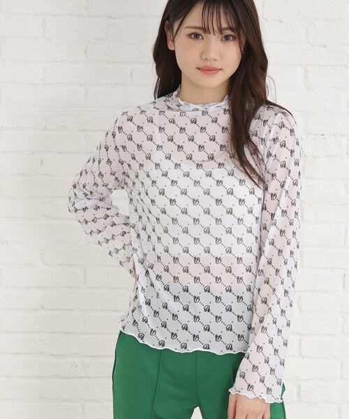 PINK-latte(ピンクラテ)の「◆【セットアイテム/ニコラ掲載商品】5分袖ハーフZIPチュニック+シアートップスセット(Tシャツ/カットソー・キッズ・ライトグレー/ブラック/グリーン・15 /14/16)」の19枚目の写真
