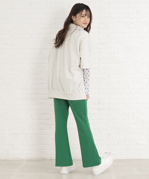 PINK-latte(ピンクラテ)の「◆【セットアイテム/ニコラ掲載商品】5分袖ハーフZIPチュニック+シアートップスセット(Tシャツ/カットソー・キッズ・ライトグレー/ブラック/グリーン・15 /14/16)」の21枚目の写真
