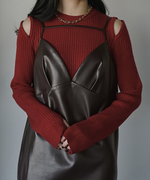 Ezick(エジック)の「Decolleteレザーナローワンピース(ワンピース・レディース・ブラック/ダークブラウン・FREE)」の16枚目の写真