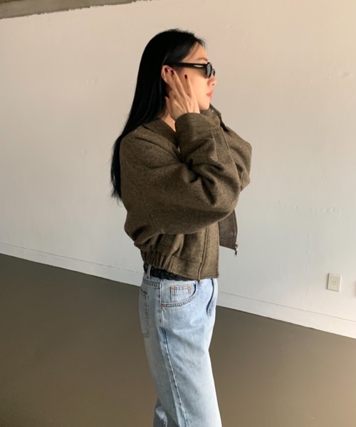 Didot.showroom（ディドット ショールーム）の「《 シェットランドウール100％ 》ヘリンボーンツイードブルゾン（ブルゾン・レディース・カーキ・FREE）」の17枚目の写真