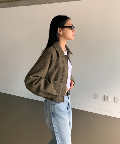 Didot.showroom（ディドット ショールーム）の「《 シェットランドウール100％ 》ヘリンボーンツイードブルゾン（ブルゾン・レディース・カーキ・FREE）」の15枚目の写真