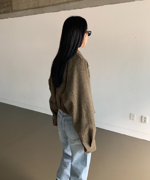 Didot.showroom（ディドット ショールーム）の「《 シェットランドウール100％ 》ヘリンボーンツイードブルゾン（ブルゾン・レディース・カーキ・FREE）」の16枚目の写真