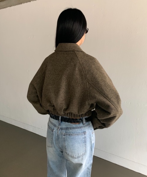 Didot.showroom（ディドット ショールーム）の「《 シェットランドウール100％ 》ヘリンボーンツイードブルゾン（ブルゾン・レディース・カーキ・FREE）」の18枚目の写真