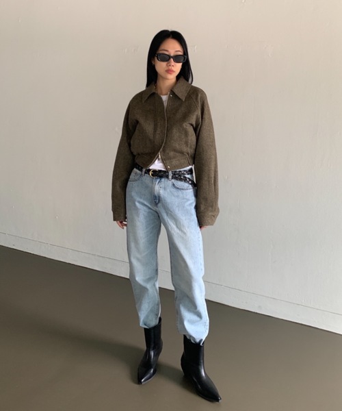 Didot.showroom（ディドット ショールーム）の「《 シェットランドウール100％ 》ヘリンボーンツイードブルゾン（ブルゾン・レディース・カーキ・FREE）」の21枚目の写真