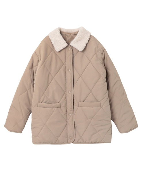 襟ボア2wayダイヤキルティングブルゾン（ブルゾン）｜andme