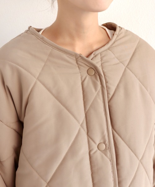 andme（アンドミー）の「襟ボア2wayダイヤキルティングブルゾン
