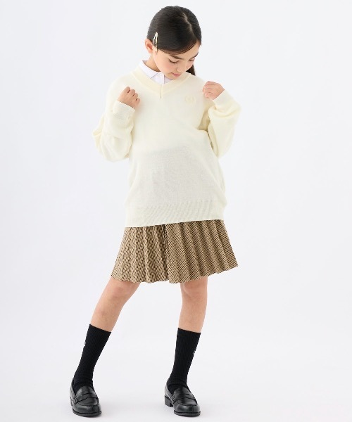 repipi armario(レピピ アルマリオ)の「【repipi armario / レピピアルマリオ】キッズカラーセーター ニット Vネック スクール 制服(ニット/セーター・キッズ・パープル/ブラウン/オフホワイト/サックスブルー/ライトイエロー・170/140/150/160)」の7枚目の写真